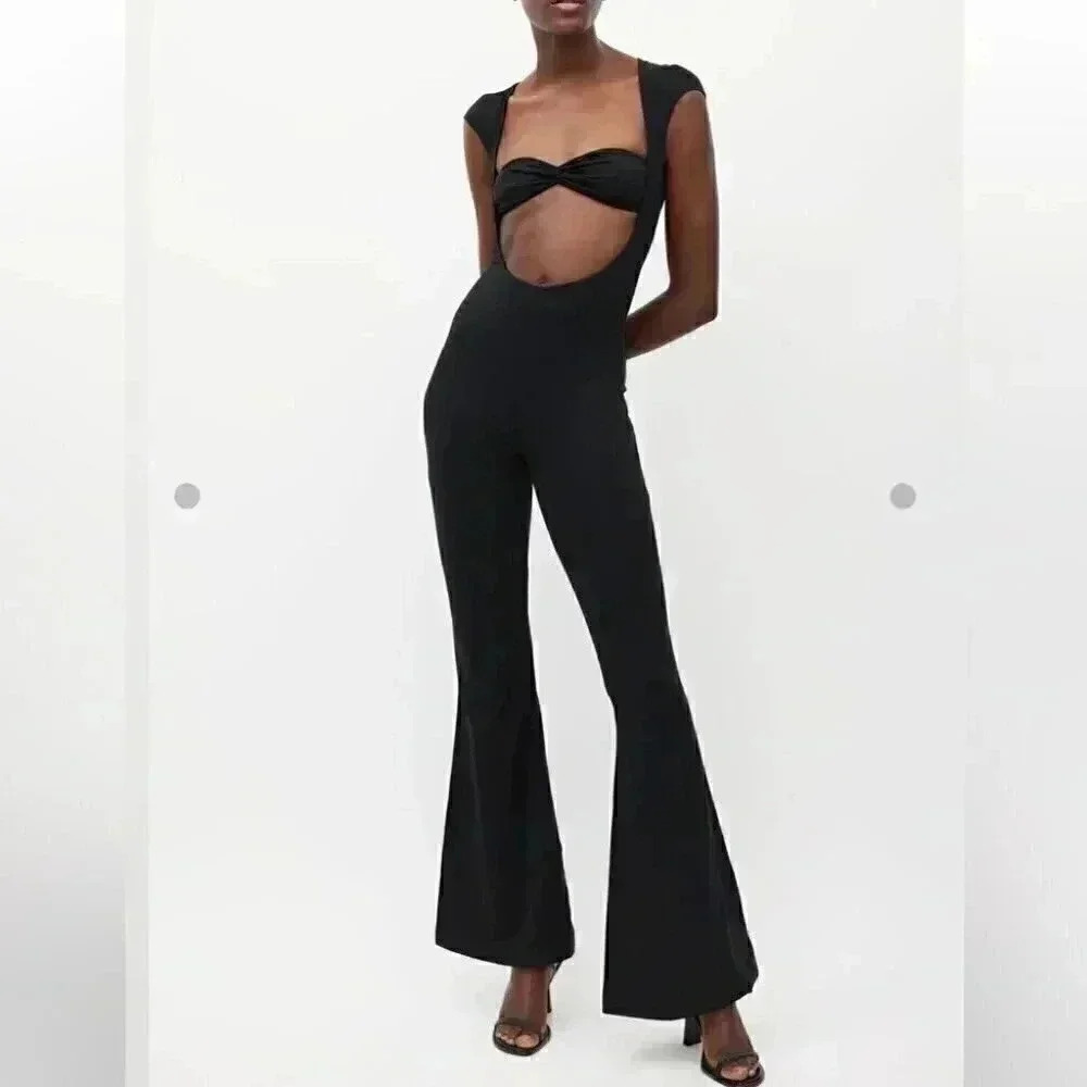 NWT  Beaufille Black Baes Cut Out Jumpsuit in Size Large